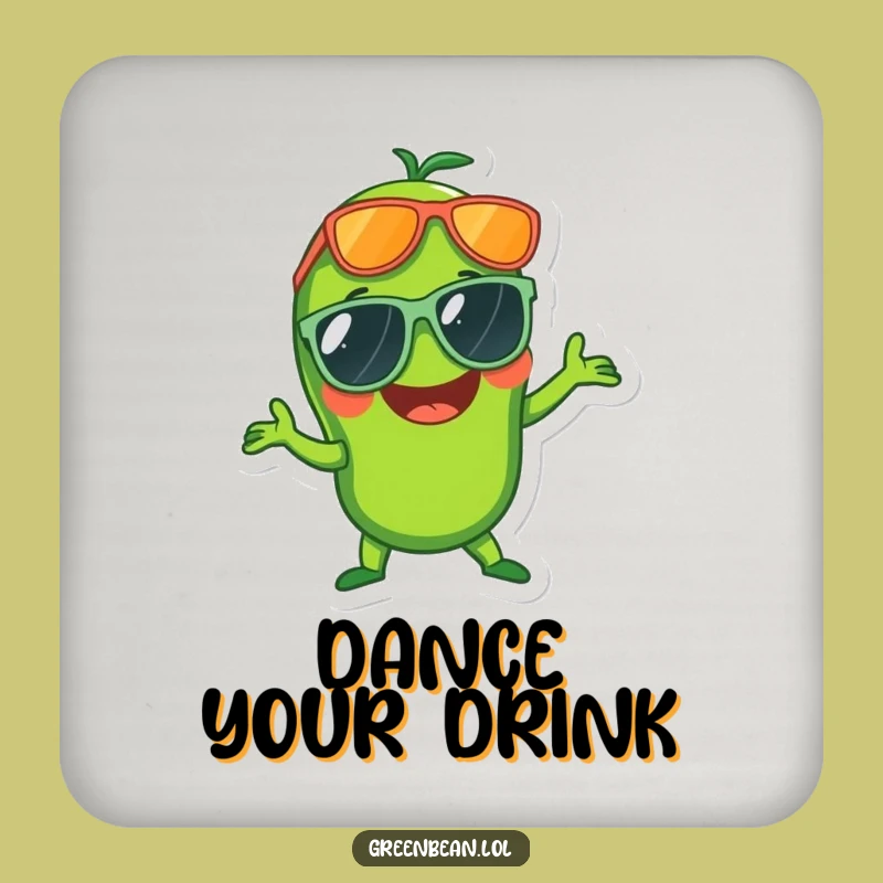 Funny Disco Green Bean Coasters: Protect Surfaces with Style