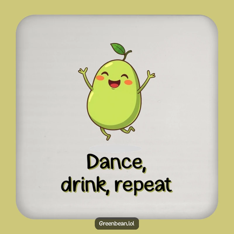 Funny Drink Coaster: Dancing Green Bean - Protect Your Surfaces