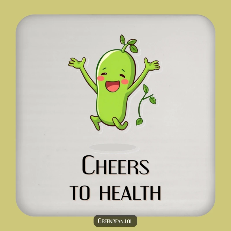 Funny Green Bean Jumping Jack Coaster Set: Protect Surfaces with Active Charm