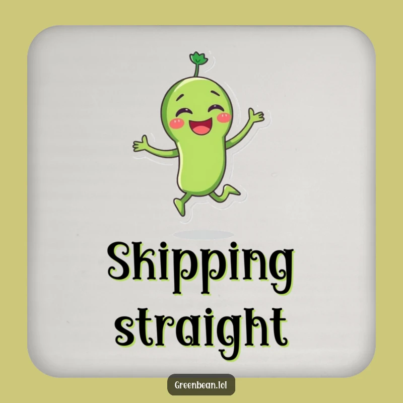 Funny Green Bean Skipping Coaster: Protect Surfaces with Smiles, Perfect Funny Gift