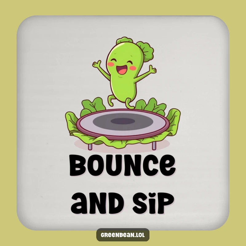 Funny Green Bean Trampoline Coaster: Protect Surfaces with Fun