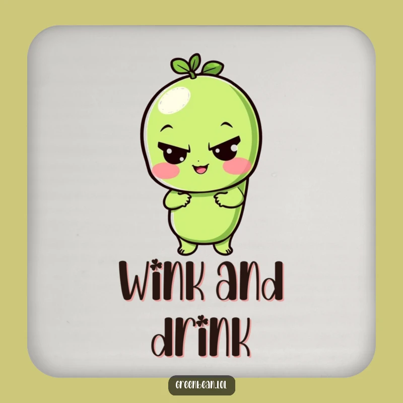 Funny Green Bean Wink Coasters: Protect Surfaces with a Playful Wink