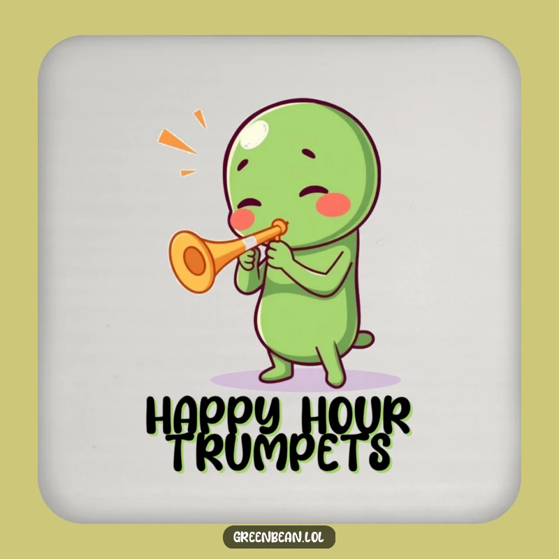 Funny Green Bean Trumpet Coaster: Protect Surfaces with Musical Merriment!