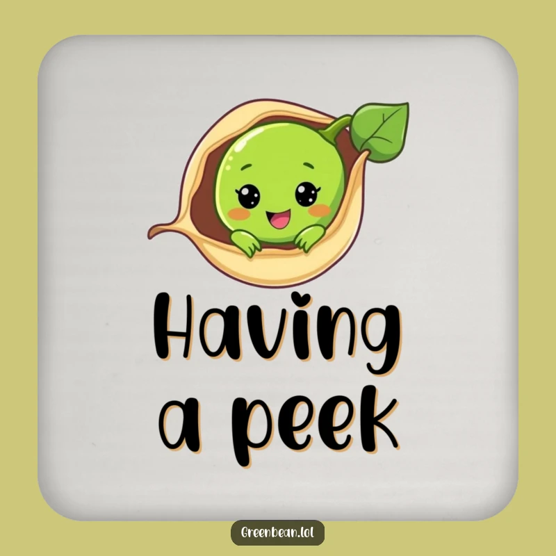Funny Peek-a-Boo Green Bean Coasters: Protect Surfaces with Cute Vegetable Charm