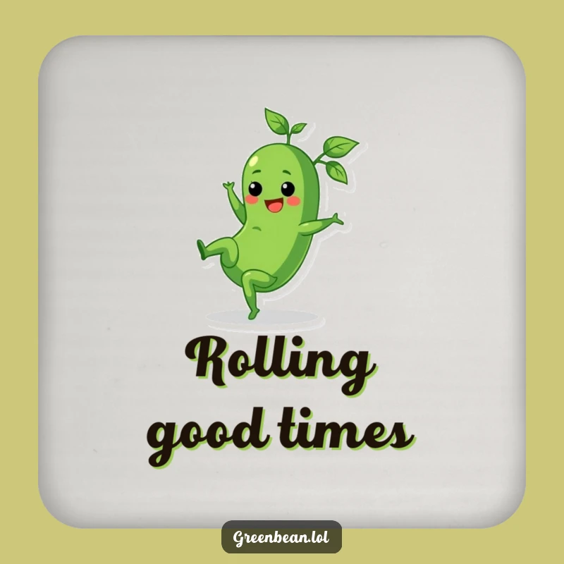 Funny Cartwheel Green Bean Coaster Set - Protect Surfaces with Playfulness