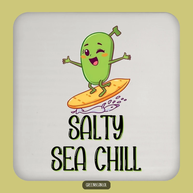 Funny Green Bean Surfing Coaster - Hilarious Chip Protects Your Table