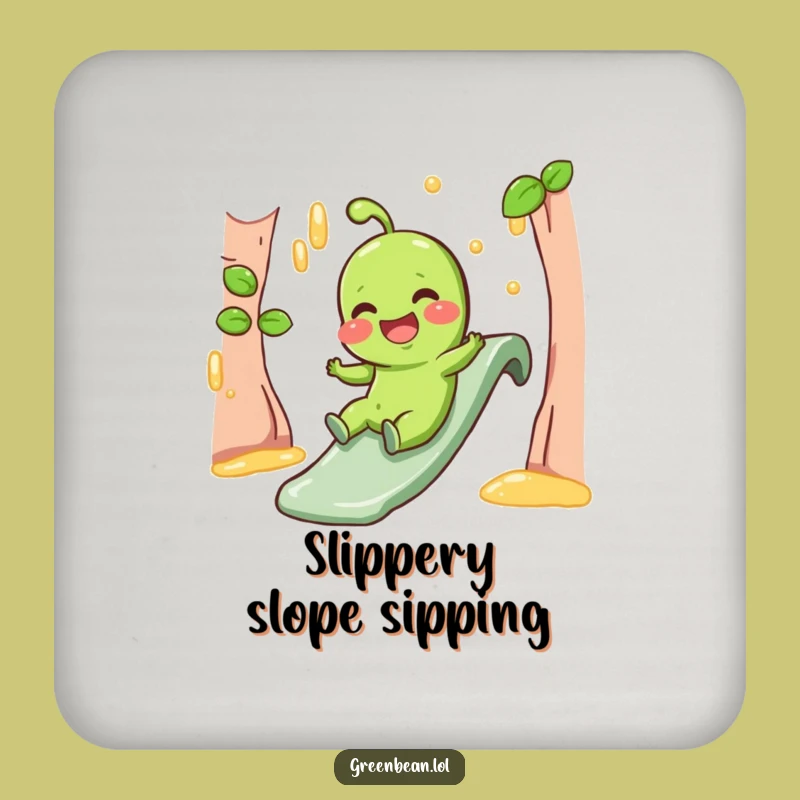 Funny Coaster Set - Giggling Green Bean Gravy Slide Protection