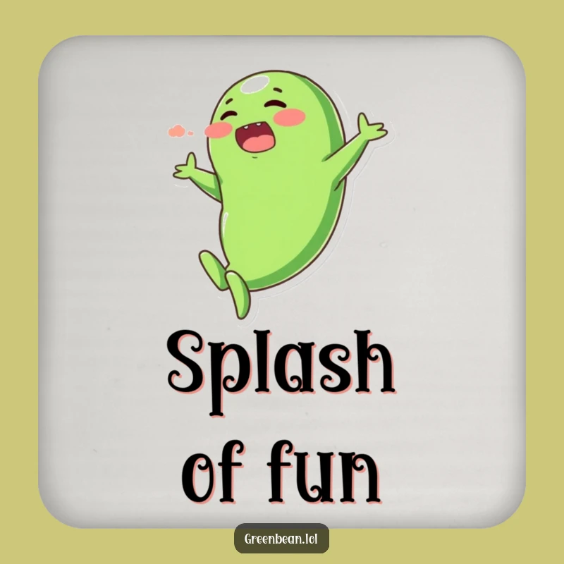 Funny Dramatic Dive Green Bean Coaster Set - Protect Surfaces with Humor