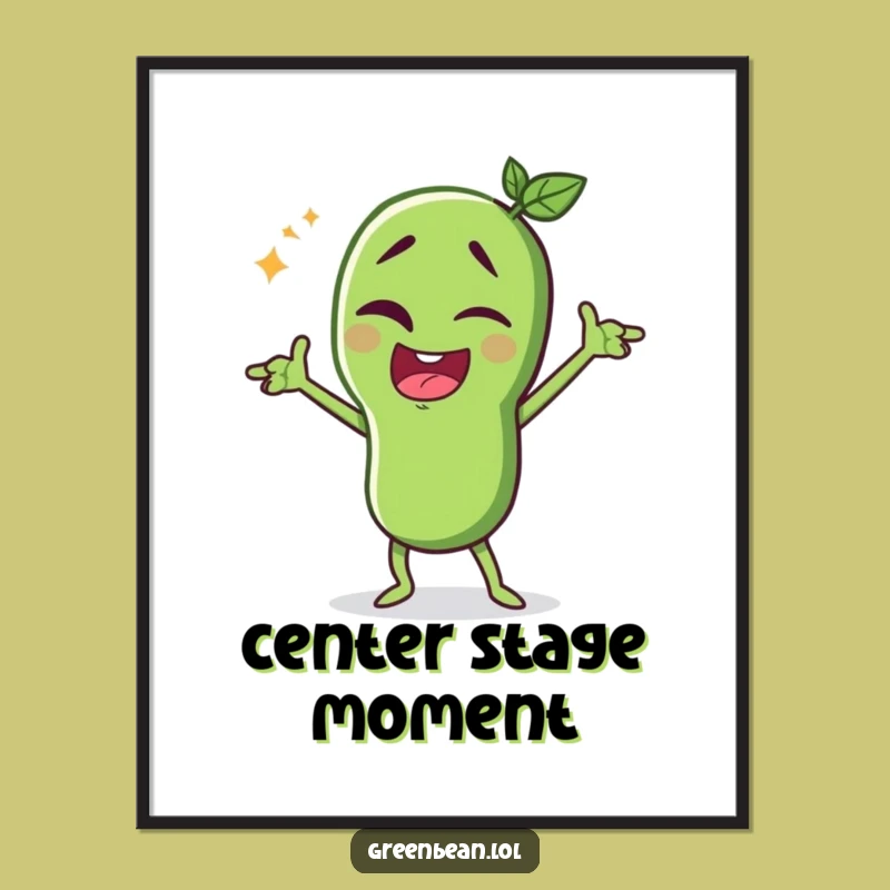 Funny Green Bean Spotlight Poster: Winking Performer Art - Unique Funny Gift!