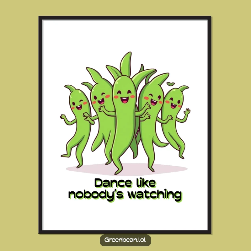 Funny Dancing Green Beans Poster: Vibrant & Hilarious Vegetable Group Art