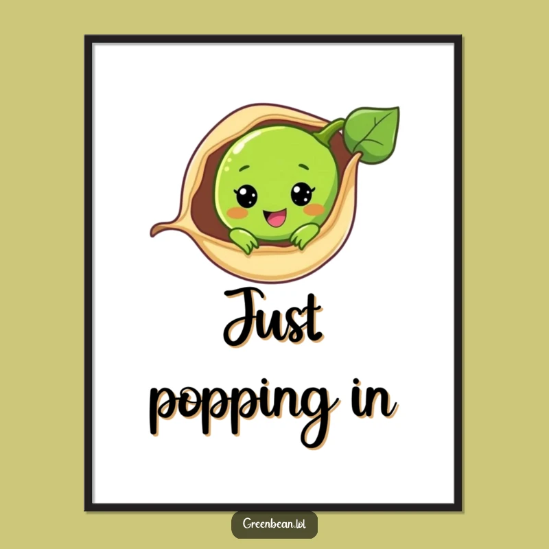 Funny Peek-a-Boo Green Bean Poster: Charming Wall Art for a Happy Vegetable Vibe
