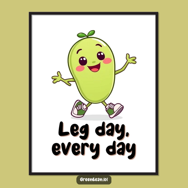 Funny Runner Bean Poster: Active Veggie Art, Whimsical Funny Gift