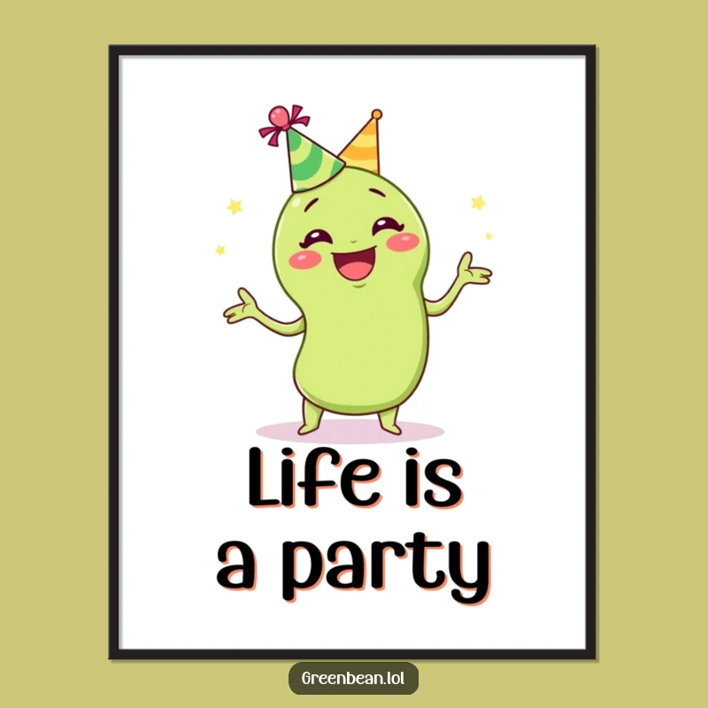 Funny Juggling Green Bean Poster: Vibrant & Hilarious Party Vegetable Art