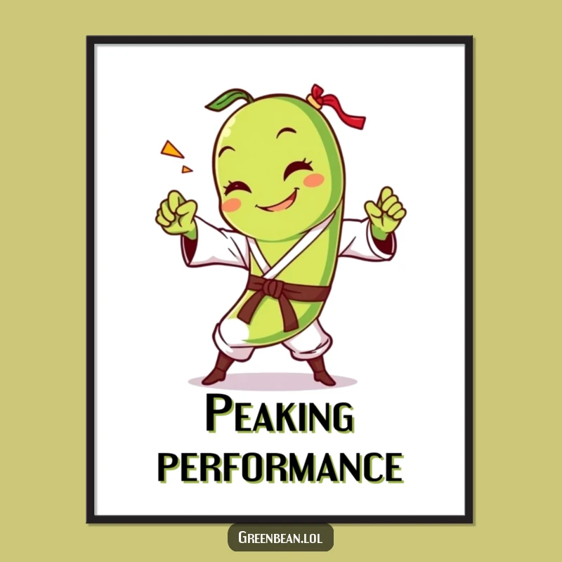 Funny Green Bean Karate Chop Poster: Wall Art That Kicks, Perfect Funny Gift for Decor