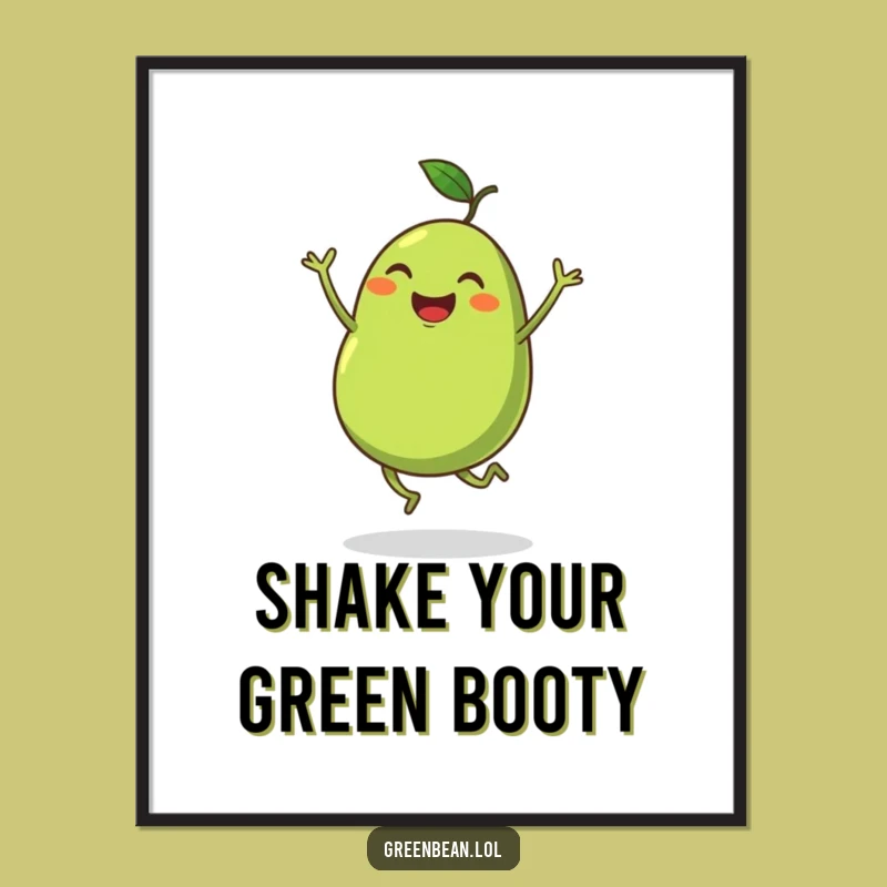 Funny Poster: Dancing Green Bean - Joyful Veggie Art
