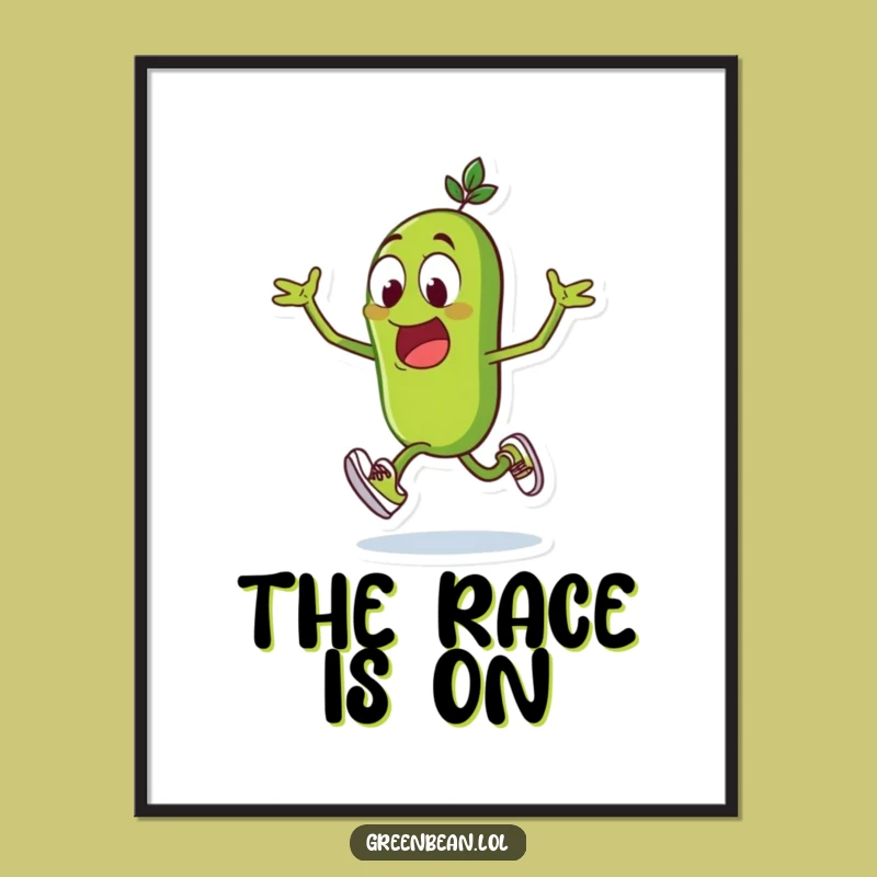 Funny Green Bean Motivational Poster: Hilarious Sprinter Art - Unique Funny Gift!