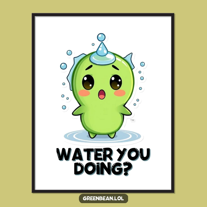 Funny Surprised Green Bean Splash Poster: Hilarious Art for Unexpected Decor