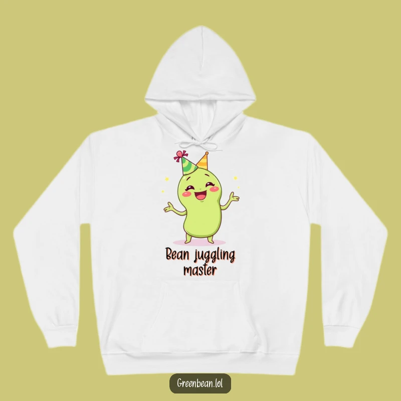 Funny Juggling Green Bean Hoodie: Cozy & Hilarious Party Vegetable Apparel