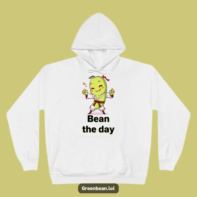 Funny Green Bean Karate Chop Hoodie: Cozy Laughs, Perfect Warm Funny Gift for Bean Enthusiasts