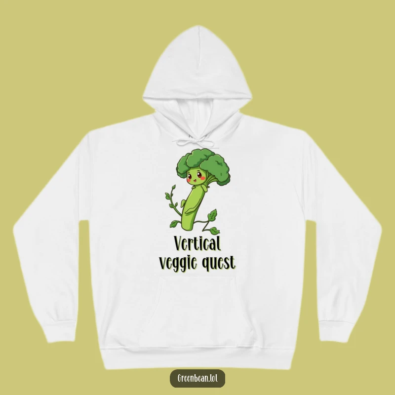 Cozy Funny Hoodie - Determined Green Bean Broccoli Climb Gear