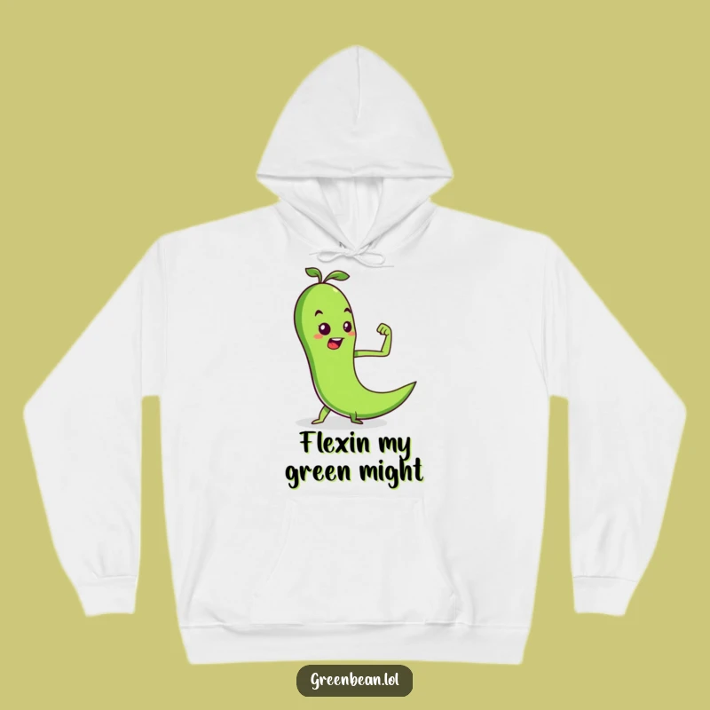 Funny Green Bean Muscle Hoodie: Stay Strong and Cozy, an Ideal Funny Gift for Powerlifters