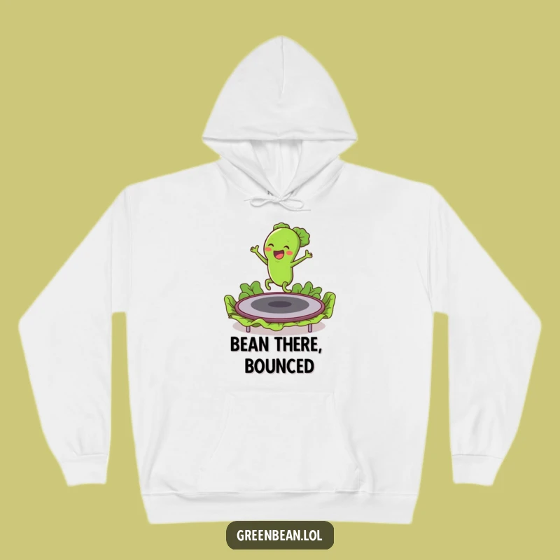 Funny Green Bean Trampoline Hoodie: Cozy & Hilarious Veggie Fun