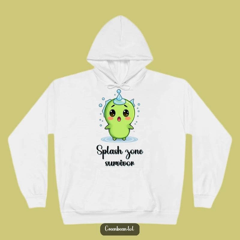 Funny Surprised Green Bean Splash Hoodie: Cozy & Hilarious Protection from Life's Splashes