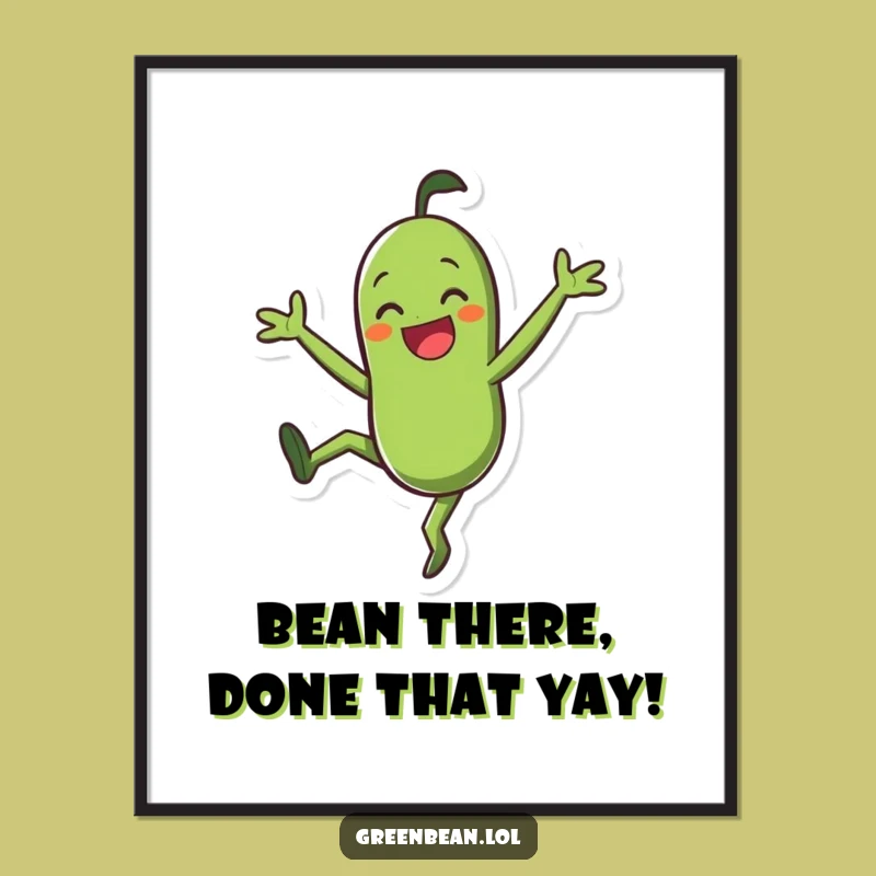 Funny Free Printable Wall Art: Whimsical Green Bean, Playful Decor, Downloadable