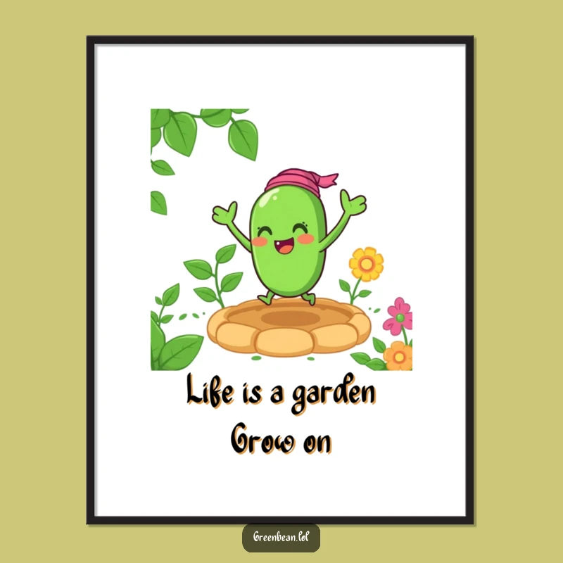 Free Printable Green Bean Garden Art - Funny Downloadable Wall Decor Gift