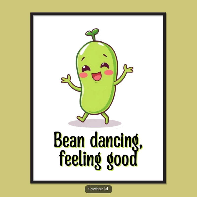 Free Printable Wall Art: Dancing Green Bean, Cheerful Downloadable Decor