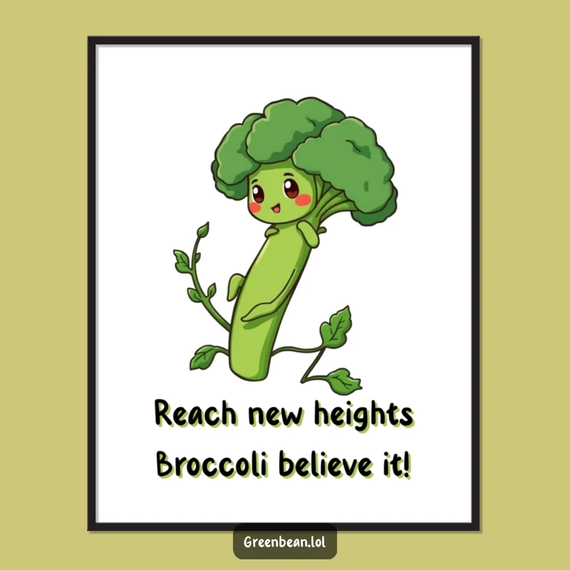 Free Printable Wall Art: Determined Broccoli Bean, Humorous Fitness Downloadable Decor