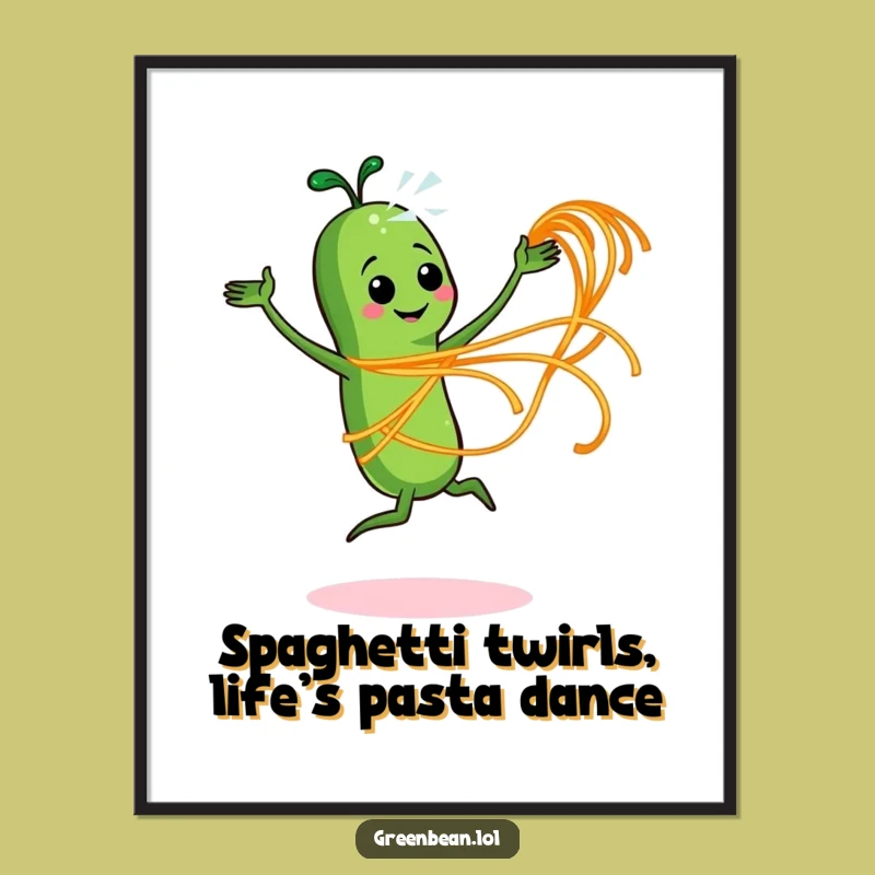 Funny Free Printable Bean Wall Art: Dancing Spaghetti Fun Downloadable Poster