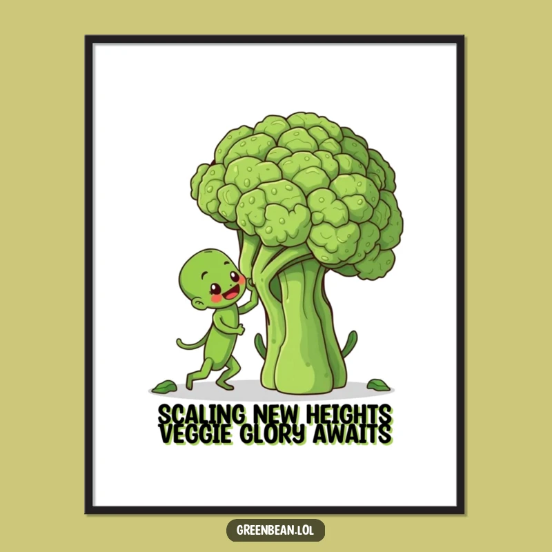 Funny Free Printable Wall Art: Determined Green Bean Climber Downloadable Art for Your Home