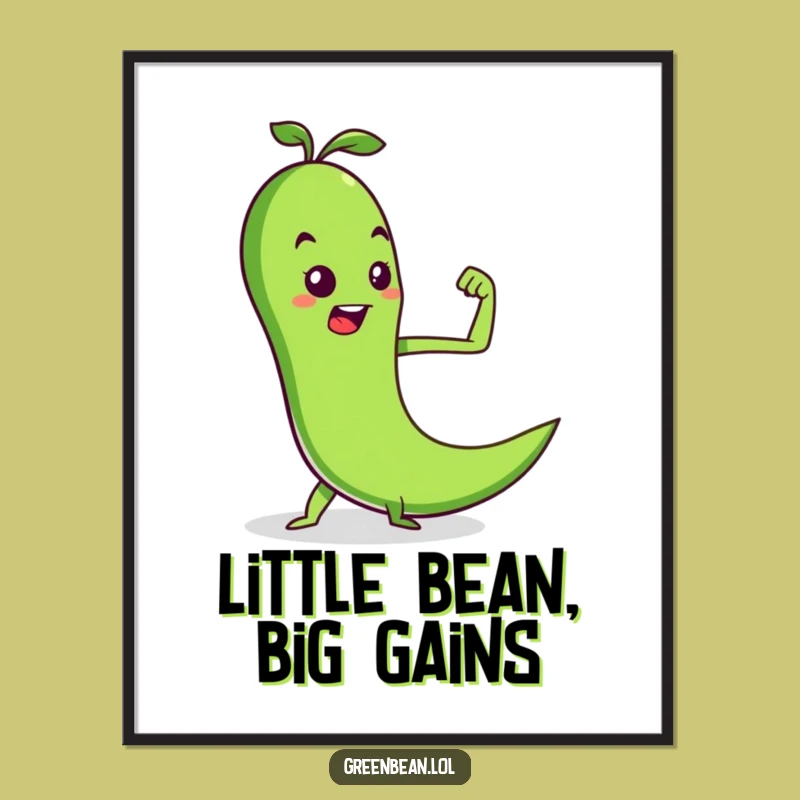 Funny Free Printable Wall Art: Strong Bean Power Scene, Humorous Downloadable Art Gift