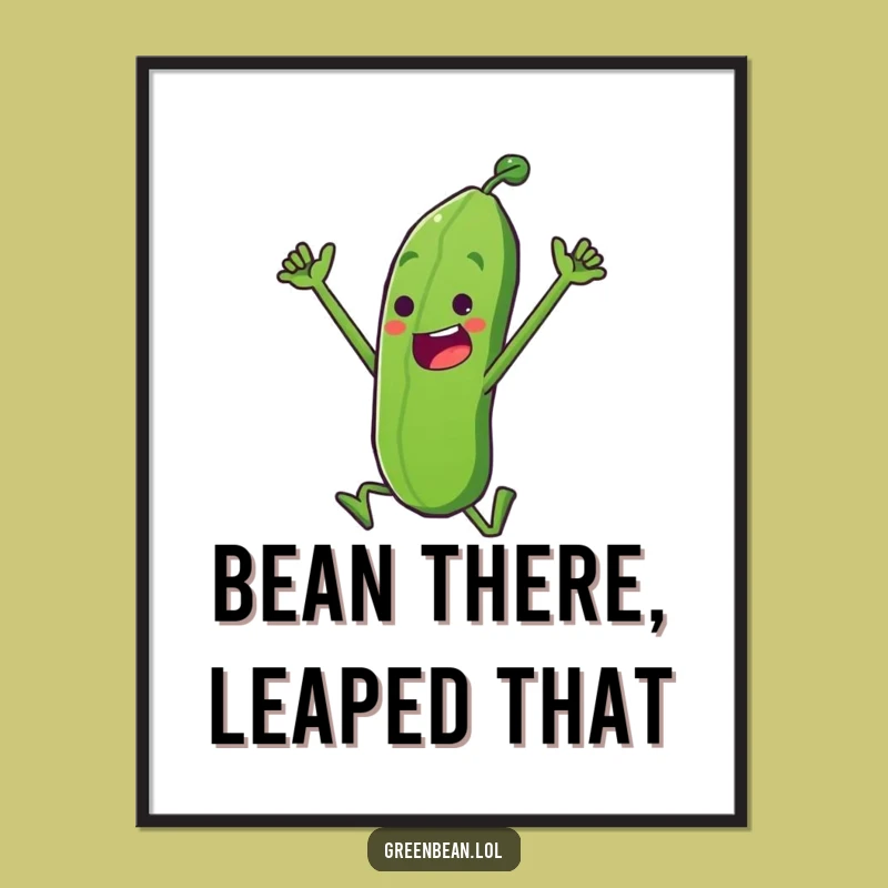 Funny Free Printable Wall Art: Triumphant Green Bean Power Leap