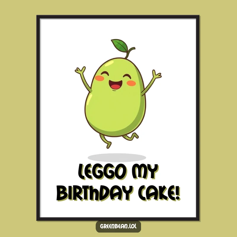 Free Printable Funny Wall Art: Dancing Green Bean Celebration, Hilarious Downloadable Decor