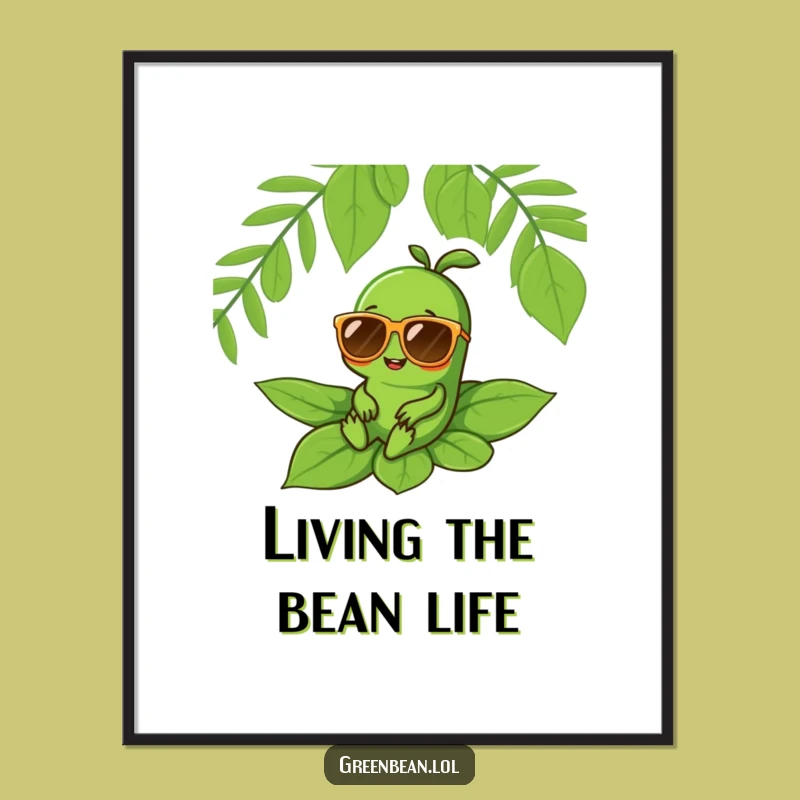 Snazzy Free Printable Wall Art: Green Bean Sunglasses Relaxing Downloadable Decor