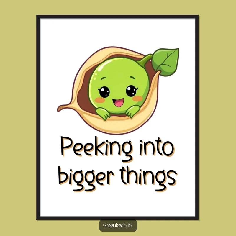 Free Printable Wall Art: Smiling Green Bean Pod - Cute Downloadable Decor