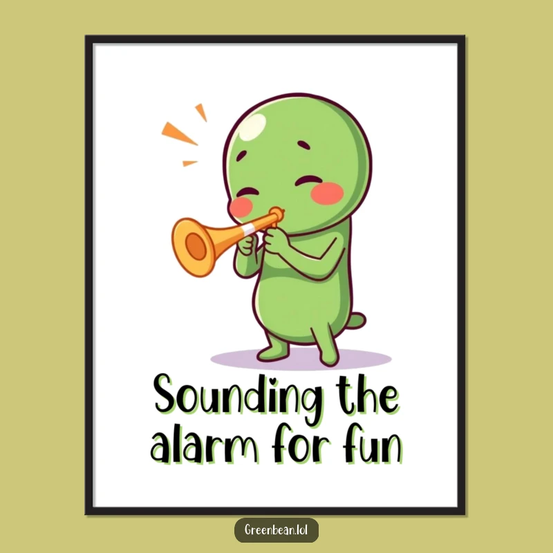 Funny Green Bean Trumpeter Free Printable Wall Art - Hilarious Downloadable Decor Gift