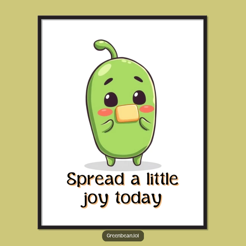 Funny Free Printable Buttered Green Bean Wall Art - Humorous Downloadable Decor