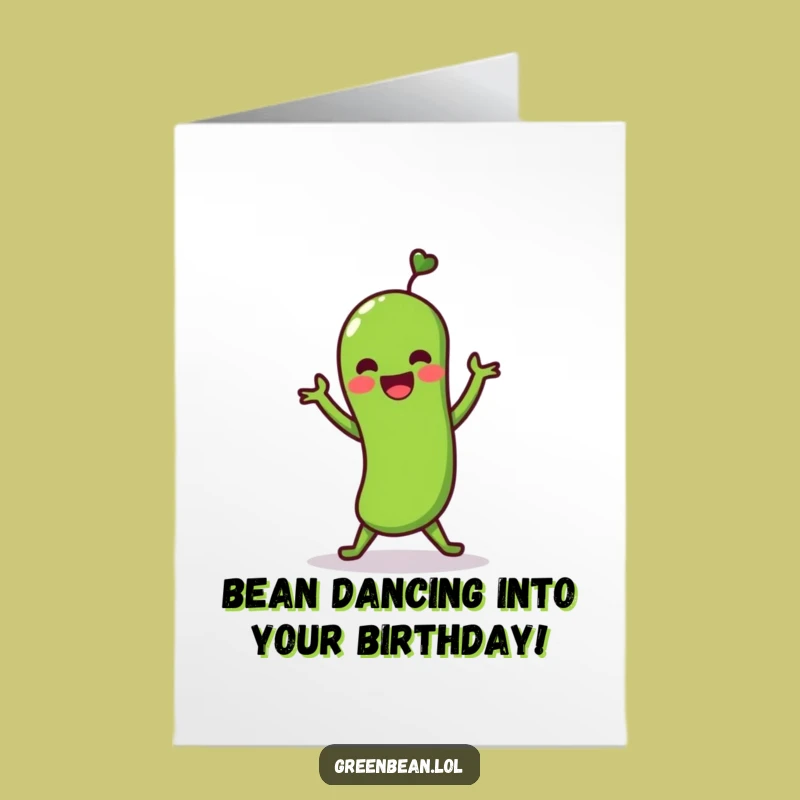 Free Printable Birthday Card: Dancing Green Bean's Shimmy Funky Downloadable Gift