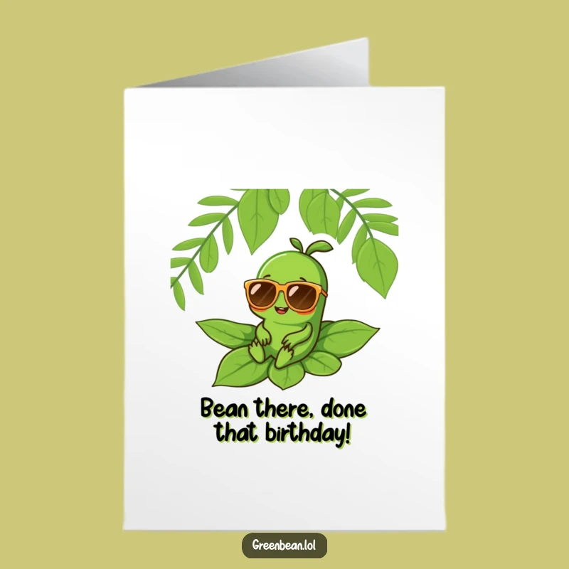 Cool Free Printable Birthday Card: Green Bean Sunglasses Fun Downloadable Gift
