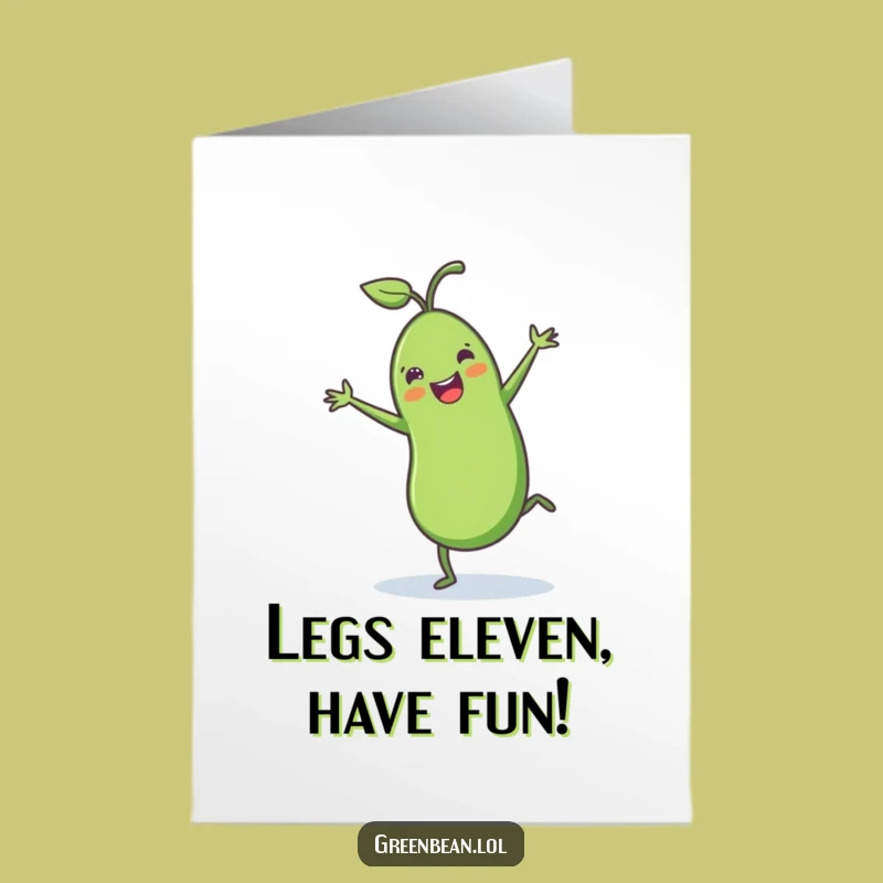 Free Printable Birthday Card: Funny Green Bean Cartwheel Downloadable Gift for Fun!