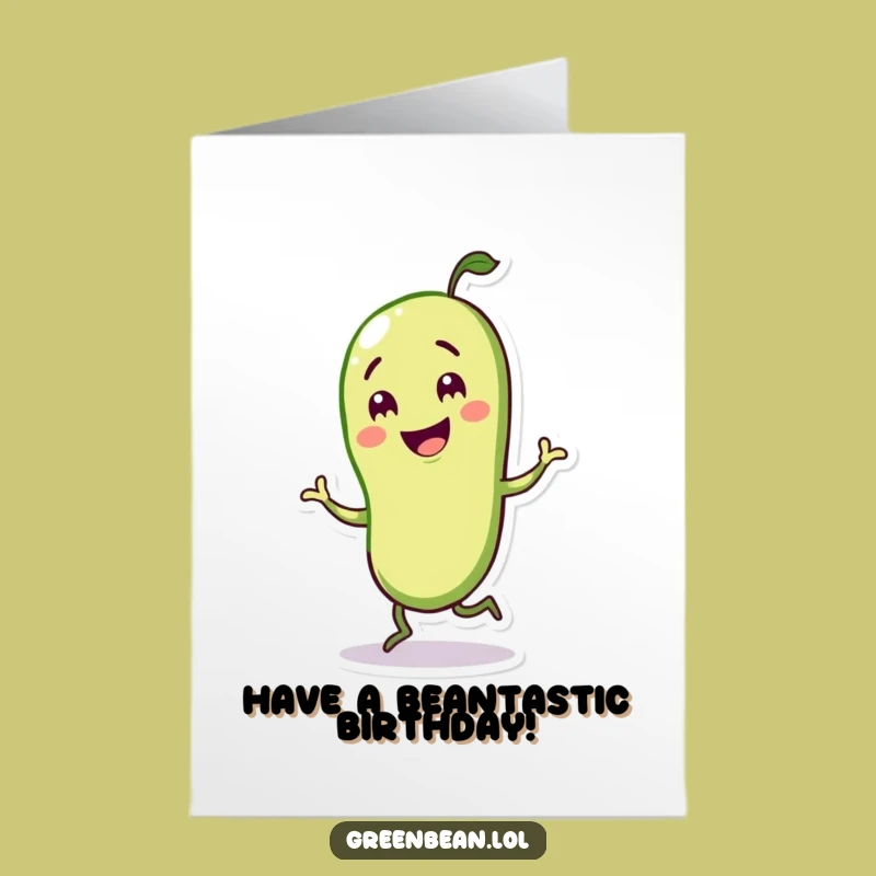 Funny Free Printable Birthday Card: Jigging Green Bean Downloadable Gift