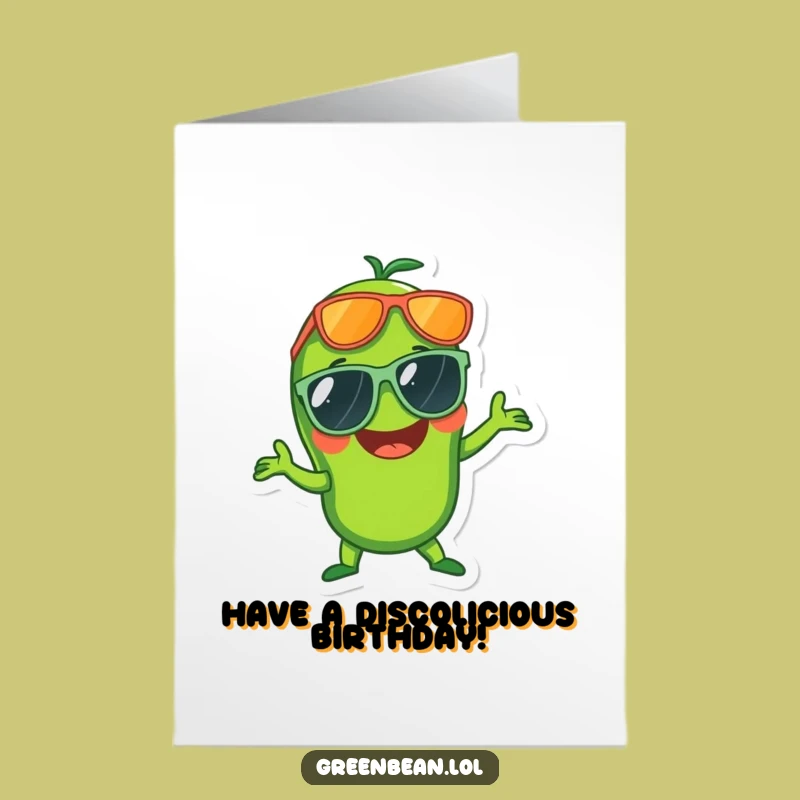 Free Printable Birthday Card: Disco Green Bean Funny Cool Downloadable Gift