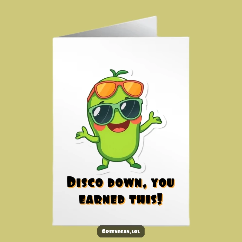 Free Printable Congrats Card: Disco Green Bean Celebration Funny Downloadable