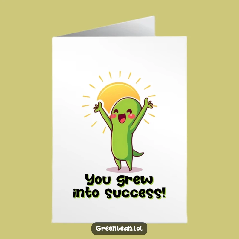 Free Printable Congrats Card: Green Bean Sunward Stretch, Inspiring Downloadable Gift