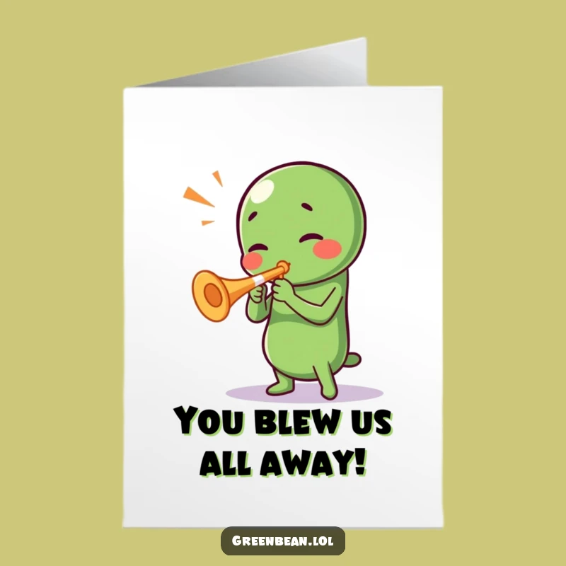 Free Printable Congrats Card: Green Bean Trumpeter - Hilarious Downloadable for Big Wins