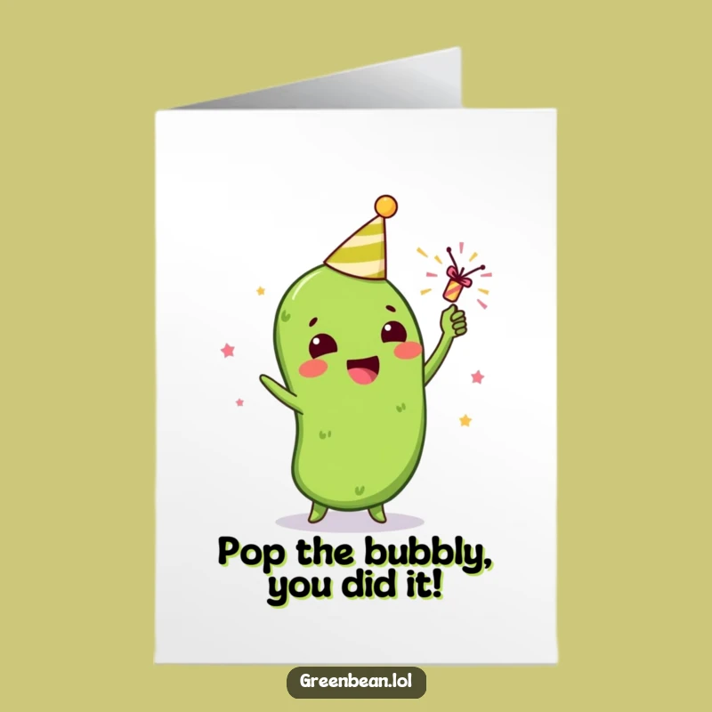 Free Printable Congrats Card: Party Popper Bean Cheers, Fun DIY Gift Download