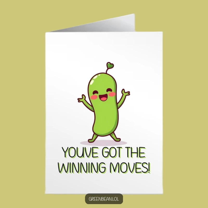 Free Printable Congrats Card: Shimmying Green Bean's Celebration Funny Downloadable Gift